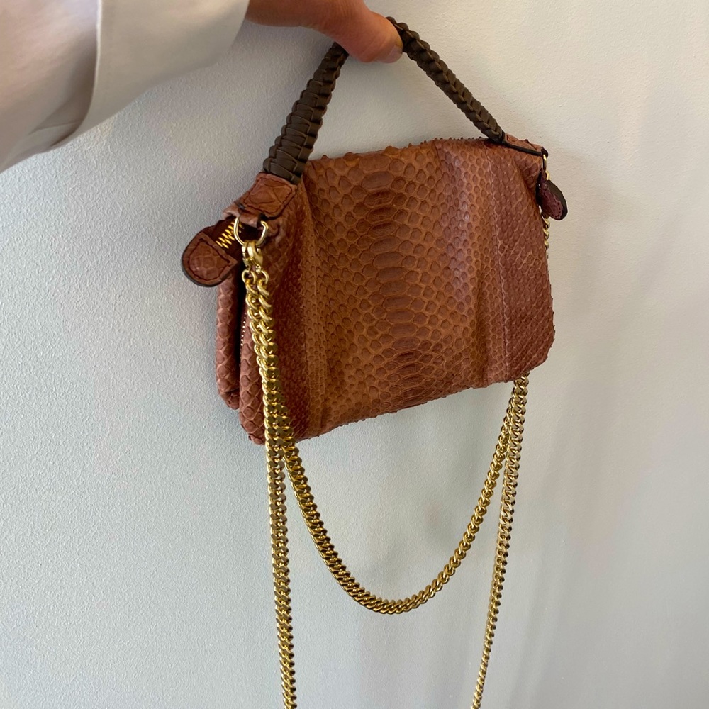 Nada Sawaya dusty rose genuine python crossbody bag